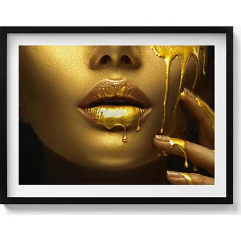 Obraz Nástěnný dekorativní obraz v rámu s grafikou Obličej a rty ženy 80x60 cm