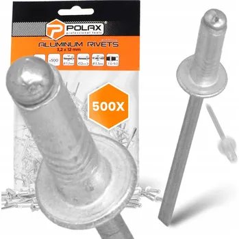 Nýt 500x Nýtovací nýty 3,2x12 mm HLINÍKOVÉ Pozinkované ODOLNÉ Nýt STŘÍBRNÝ 9T