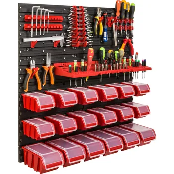 Obraz Dílenská nástěnná tabule 78x78 cm + 18 boxů