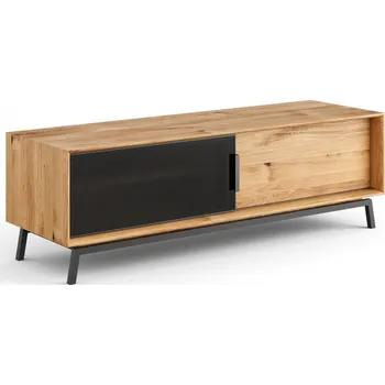 Televizní stolek Dubová TV skříňka LOFT se sklem velká