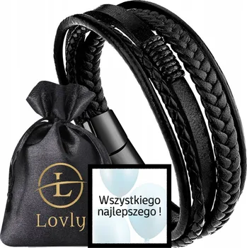 Náramek Kožený náramek Lovly 21,5 cm černý