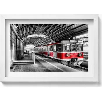 Obraz Dekorativní foto obraz na zeď v bílém rámu Staré železniční nástupiště 30x20 cm