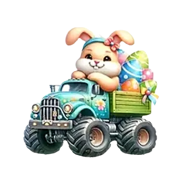 Nažehlovací obrázek - zajíček v autě (8,7 x 9,0 cm)