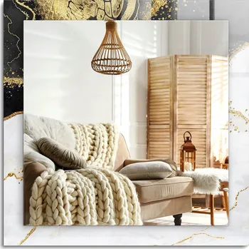 Zrcadlo Dekorativní zrcadlo s ozdobným potiskem Abstraktní umění zlata 60x60 cm