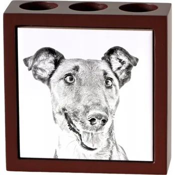 Foxteriér krátkosrstý - stojan na tužky se psem, organizér na stůl