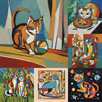 Sada podtácků pod hrnek s kočkami 6 ks KUBIZMUS | Podložky pod hrnky s kočičím motivem