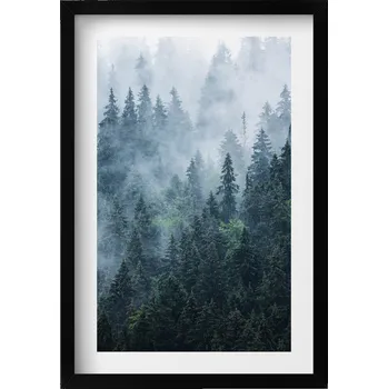 Obraz Dekorativní nástěnný obraz v rámu s grafikou loft Mlhavá horská krajina 40x60 cm