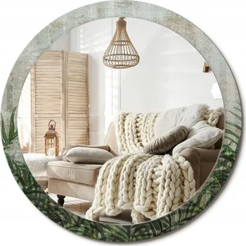 Zrcadlo Zrcadlo s potiskem do koupelny, kuchyně, předsíně - Kapradinové listy, průměr 100 cm