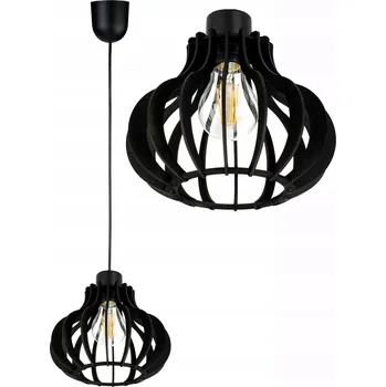 Závěsné stropní svítidlo ČERNÉ, loft styl, na 1x E27, dřevo ČERNÉ