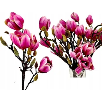 umělá květina Umělé Květy Magnolie prémiové realistické Větvička 50 cm tmavě růžové