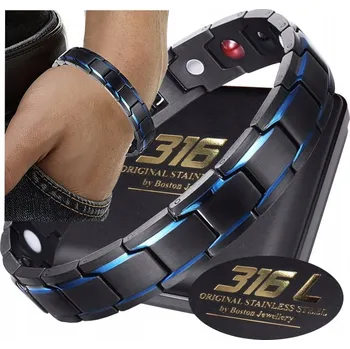 Náramek BOSTON JEWELLERY ČERNÝ ZDRAVOTNÍ PÁNSKÝ MAGNETICKÝ NÁRAMEK SÍLA BOSTON JEWELLERY ORIGINÁL ČERNÁ