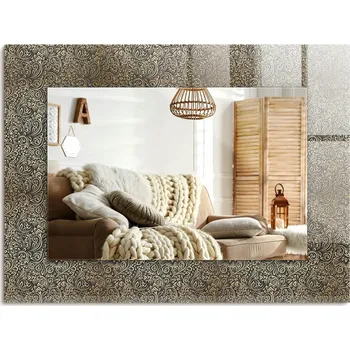 Zrcadlo Obdélníkové dekorativní zrcadlo svislé nebo vodorovné Zlatý ornamentální vzor 80x60 cm