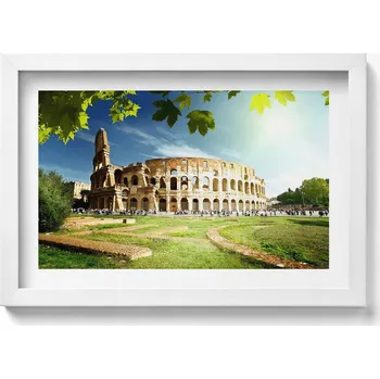 Obraz Ozdobný nástěnný obraz v bílém rámu s grafikou Římské Koloseum 30x20 cm