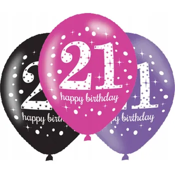 Balónek Balónky k 21. narozeninám růžovo-černý MIX dekorace x6