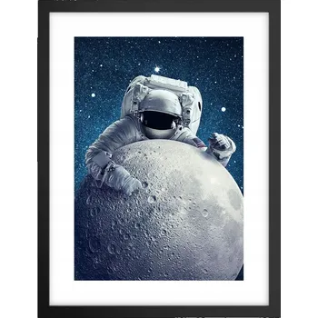 Obraz Obraz plakát v černém rámu do obýváku 30x40 astronaut plakáty na zeď