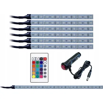 Osvětlení interiéru vozidel Osvětlení INTERIÉRU auta kabiny 6x12 LED RGB +dálkové ovládání