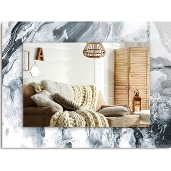 Zrcadlo Zrcadlo s ozdobnou grafikou na skle Abstraktní malířská kompozice 80x60 cm