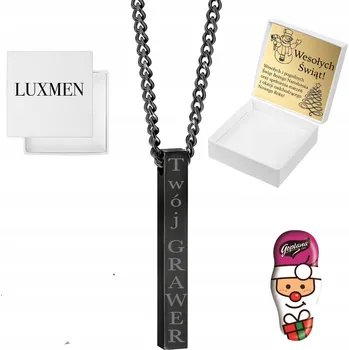 Náhrdelník Pánský černý náhrdelník s gravírováním Řetízek Pancr Ocel GRAVÍROVÁNÍ jako dárek