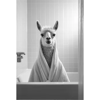 Obraz PLAKÁT BEZ RÁMU do Koupelny WC Toalety vtipný LAMA vana P2526_A4