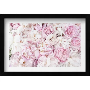 Obraz Moderní nástěnná dekorace obraz v černém rámu Kytice pivoněk 30x20 cm