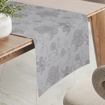ubrus Teflonový běhoun na stůl TF-083 Květované ornamenty na šedém 35x140 cm