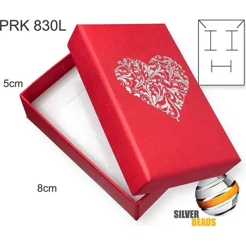 Dárková krabička Krabička na šperky. Materiál papír. Ozn. PRK 830L. Velikost 5x8cm. Barva ČERVENÁ s stříbrným potiskem SRDCE.