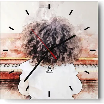 Hodiny Nástěnné hodiny do kuchyně 30x30 Piano Stylové hodiny na skle Loft Tiché