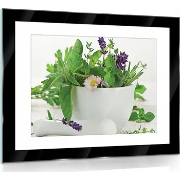 Obraz Skleněný obraz na zeď do kuchyně BYLINKY foto 80x60 cm