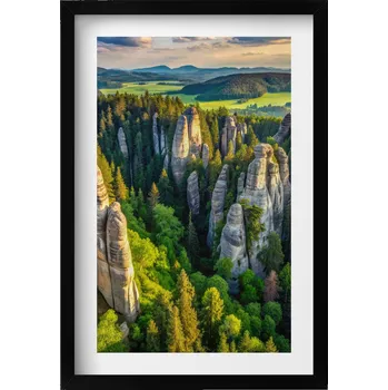 Obraz Obraz v rámu na zeď Krajina podivuhodných hor a lesů z ptačí perspektivy 40x60 cm