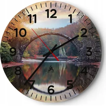 Hodiny Nástěnné hodiny do obýváku 40x40 Krajina Kulatý Skleněné hodiny Loft Tiché