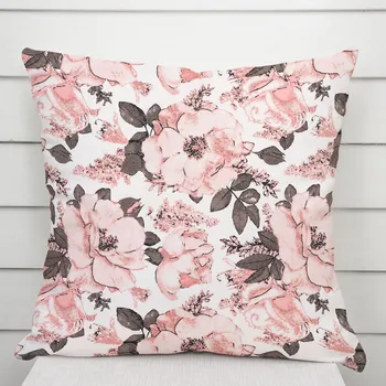 Povlak na polštářek Bavlněný povlak na polštář Sandra SA-549 Růžové růže a poupata na bílém 50 x 60 cm