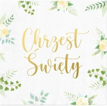 Papírový ubrousek Ubrousky Křest Svatý zlaté květy elegantní 10 ks