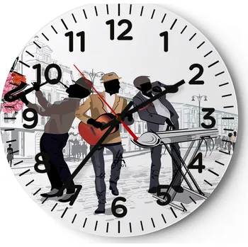 Hodiny Kuchyňské nástěnné hodiny 30x30 Hudba Moderní skleněné hodiny do obýváku Tiché