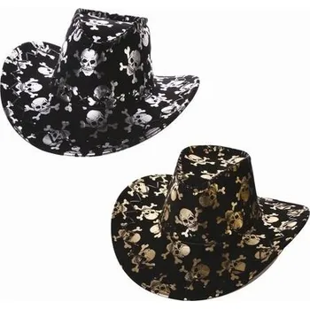 Klobouk Kovbojský klobouk Party Tino CC227 lebky černo-stříbrný