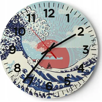 Hodiny Nástěnné hodiny do obýváku 40x40 Abstrakce Kulatý Skleněné hodiny Loft Tiché
