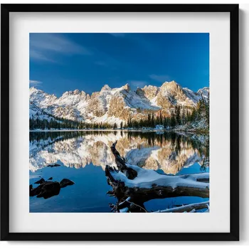 Obraz Dekorativní nástěnný obraz v rámu s grafikou Horská krajina přírody 50x50 cm