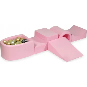 Dětské hřiště Pěnové dětské hřiště s tunelem a bazénkem, mikro růžové