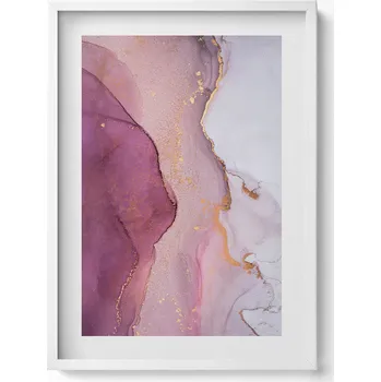 Obraz Obraz s bílým rámem a grafikou na zeď Plynulá jemná abstrakce 50x70 cm