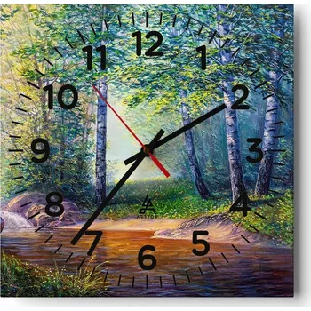 Hodiny Kuchyňské nástěnné hodiny 30x30 Krajina Skleněné hodiny do obýváku Moderní Tiché