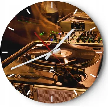 Hodiny Velké nástěnné hodiny 40x40 Hudba Skleněné hodiny Kulatý Tiché