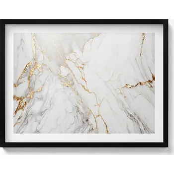 Obraz Dekorativní nástěnný obraz v černém rámu s grafikou Světlý mramor 80x60 cm