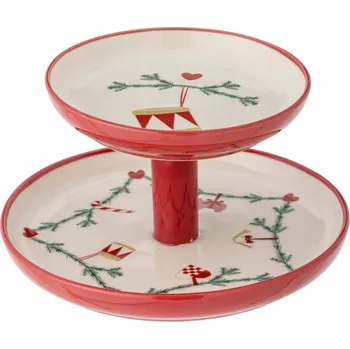 Bloomingville CHRISTMAS YULE Vánoční Podnos na Dorty, Dvoupatrový Stojan