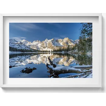 Obraz Nástěnný obraz v bílém rámu do obýváku kuchyně Horská krajina přírody 70x50 cm