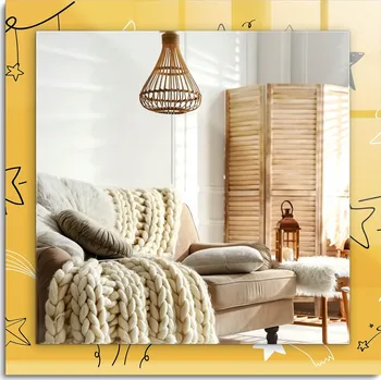 Zrcadlo Nástěnné zrcadlo s ozdobnou grafikou na skle - Kresby různých hvězd 60x60 cm