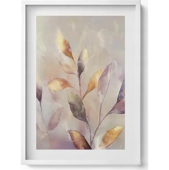 Obraz Ozdobný nástěnný obraz v rámu s grafikou loft Malované boho listy 50x70 cm