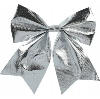 Vánoční dekorace Dekorativní STŘÍBRNÁ Mašle na vánoční stromeček Mašlička dárek DIY, VELKÁ 24cm