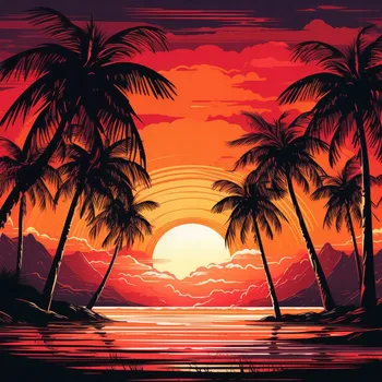 Obraz Plakát Palmy u Laguny bez rámu 90 x 90 cm