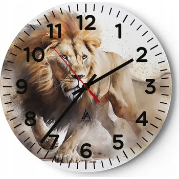 Hodiny Kuchyňské nástěnné hodiny 30x30 Lev Moderní skleněné hodiny Tichý obývací pokoj