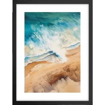 Obraz Obraz plakát v černém rámu do obýváku 30x40, foto mořského pobřeží na zeď