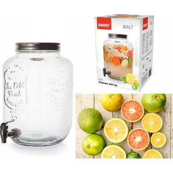 Sklenice 8 L s kohoutkem ZAVAŘOVACÍ SKLENICE SKLENĚNÁ NÁDOBA na zahradu gril párty na nápoje